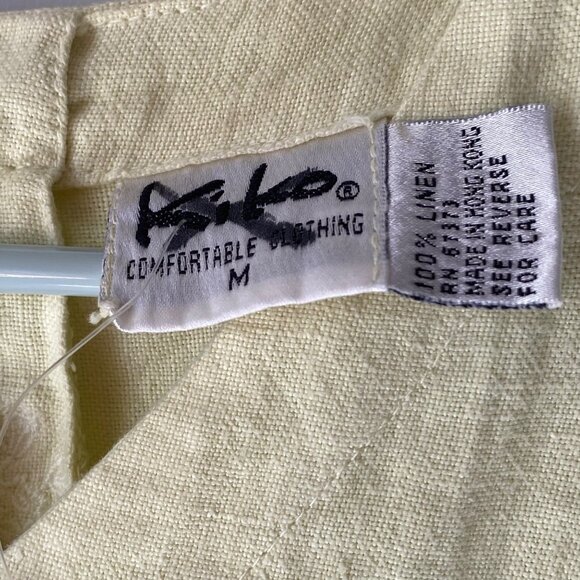 Kiko Sleeveless Linen Maxi Dress Women M Floral Embroidery Button-Back Yellow - Picture 5 of 10